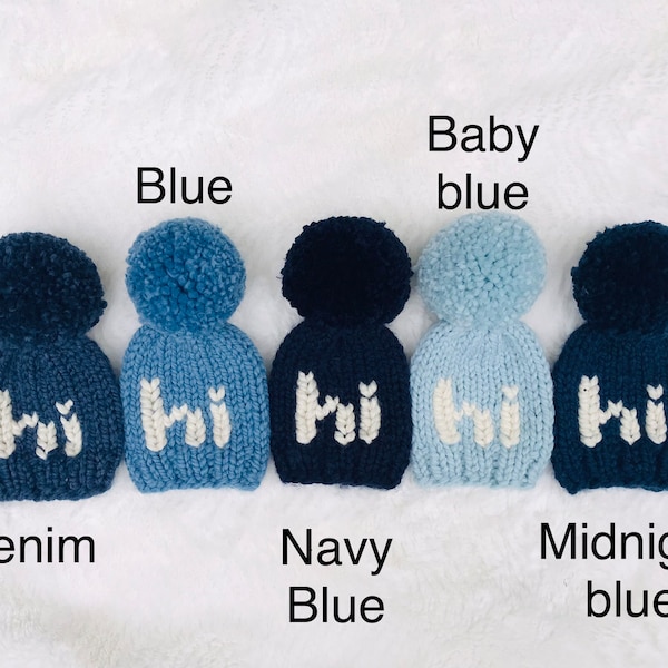 Blue colors Hi Hat, Newborn, Knit, Baby, Beanie, Baby Shower Gift, Newborn Beanie, Newborn Hat, Baby Announcement