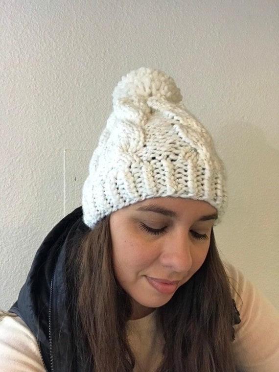 Cable Knit Hat, White Hat, Winter Hat, Accessories - Etsy