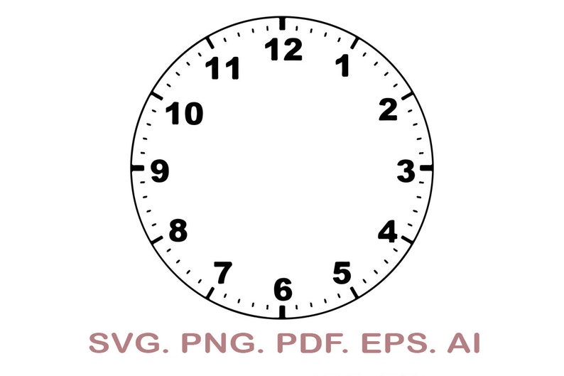 Clock Face SVG Printable Vector Clock Face Template Clock Etsy Australia