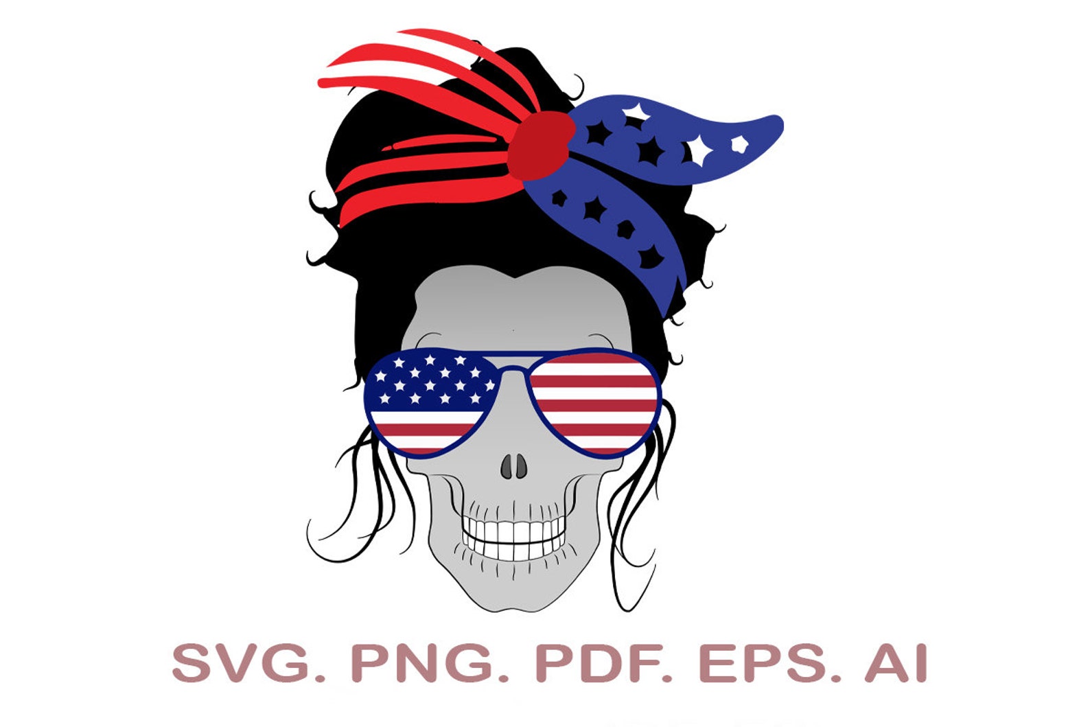 Download American Flag Skull svg Messy bun skull svg Mom life SVG ...