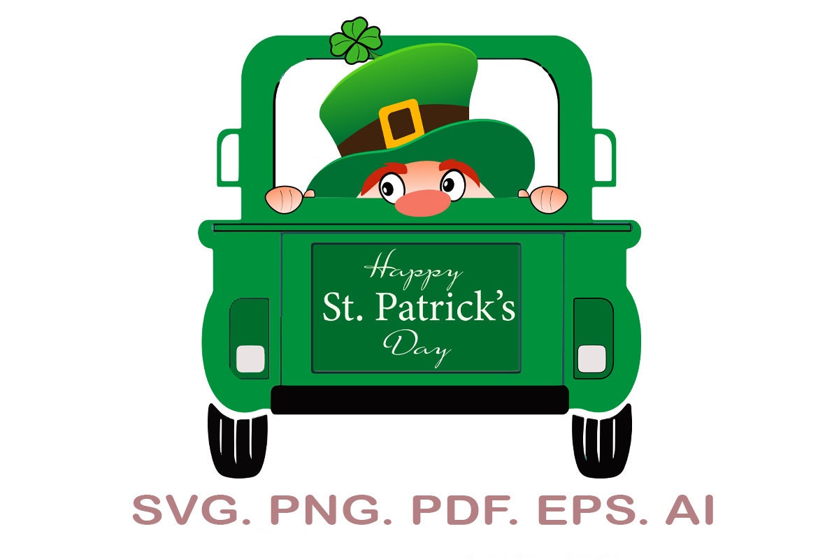 St patricks day truck svg leprechaun svg st patricks day | Etsy