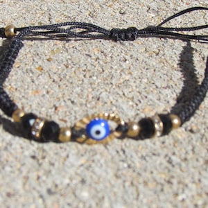 Black and Gold Mal de Ojo (Evil Eye) Bracelet