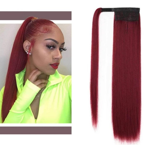 Red Ponytail Hair extension lenght 24 inches heat resistent