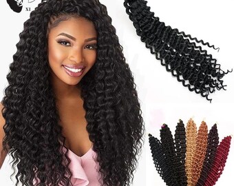 Crochet Hair 18 Inch  Short Curly Crochet Hair - Beach Curl Crochet Hair - Deep Wave Crochet Hair - Water Wave Braids Synthetic Hair