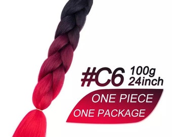 Ombre Braiding Hair Puprle Braiding Hair Extensions 1pcs Synthetic 24 Inch 3 Tone Jumbo Braiding Hair Crochet Braiding