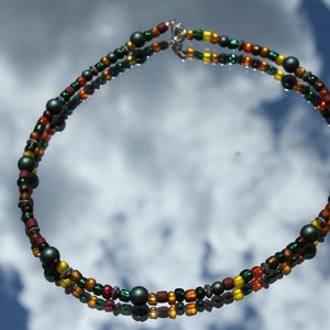 Colorful Mixed Bead Necklace with Silver Accents Multi-Color Necklace Eclectic Necklace Layered Necklace Vibrant and Unique Jewelry