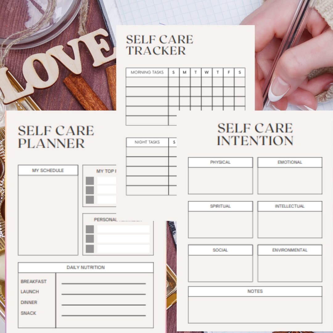 Self Care Intention Self Care Planner Self Care Journal Etsy
