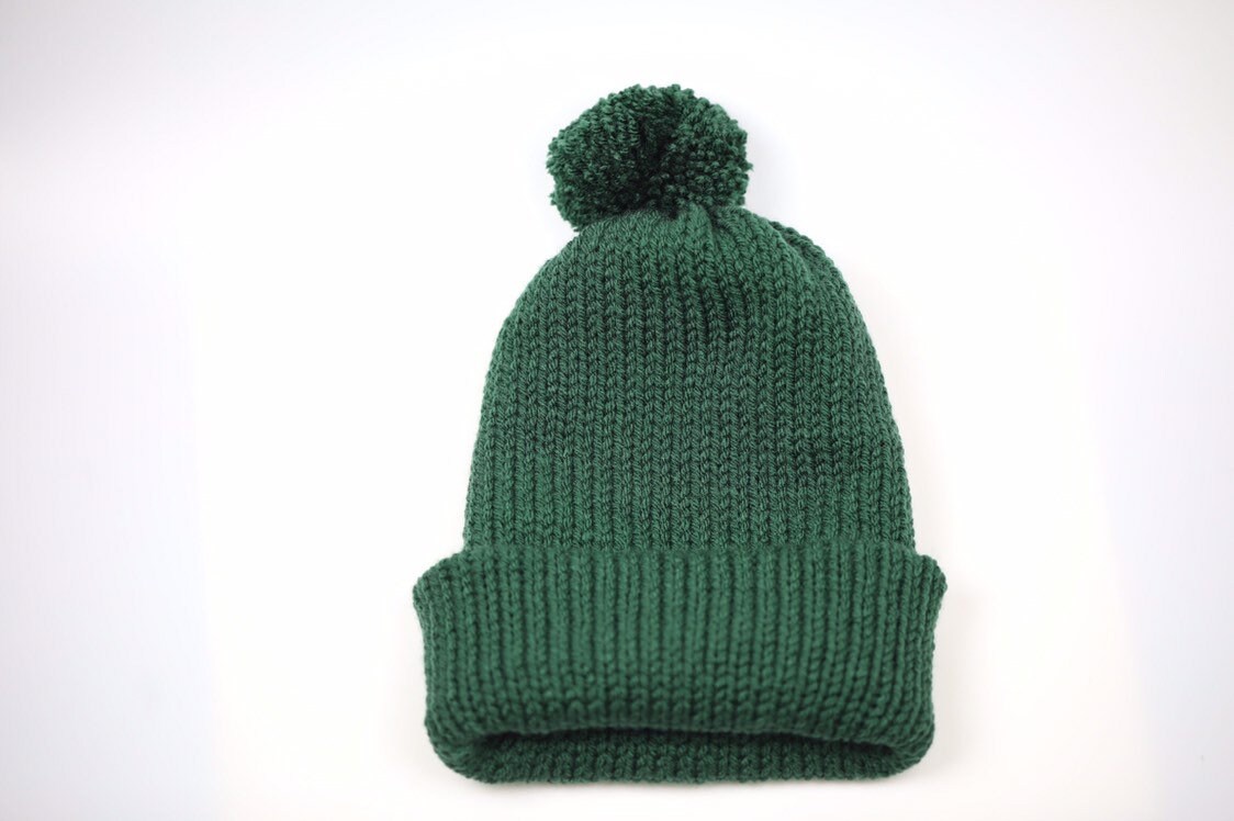 Dark green knit beanie / winter hat / toque Etsy
