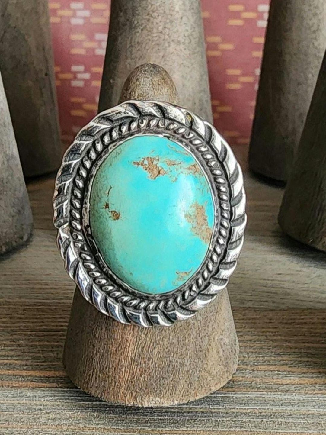 Native American Style Size 7 Turquoise Unsigned Sterling Silver Ring - Etsy