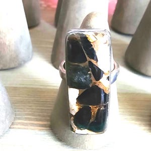 Dalmation Jasper made in Texas size 6.5 Sterling Silver Ring