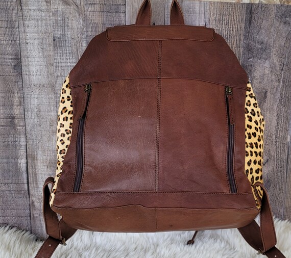 Cheetah Hair on Hide Leather Backpack
