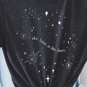 She Lives in the Stars Graphic Tee, Infant Loss Awareness T-Shirt, Condolence Gift, Constellation Shirt, Space Shirt, Healing from Loss