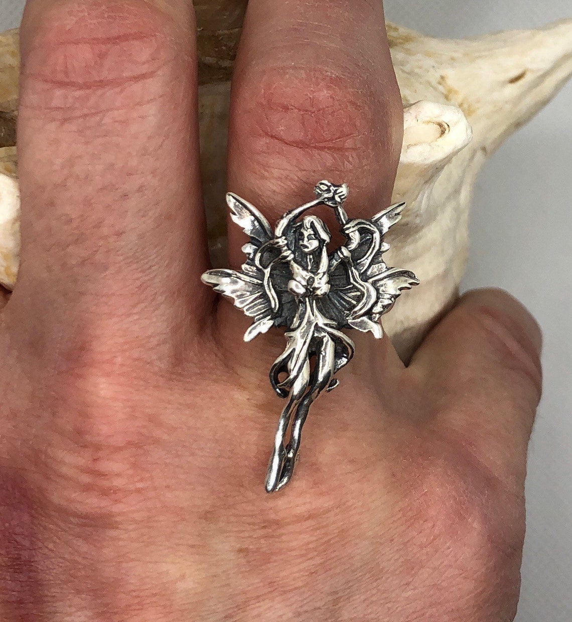 925 Sterling Silver Large Fairy Ring, Unique Ring, Large Ring
