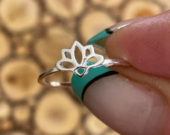 925 Sterling Silver Lotus Ring, Dainty Ring, Flower Ring, Boho Ring, Real Silver, Gift for her