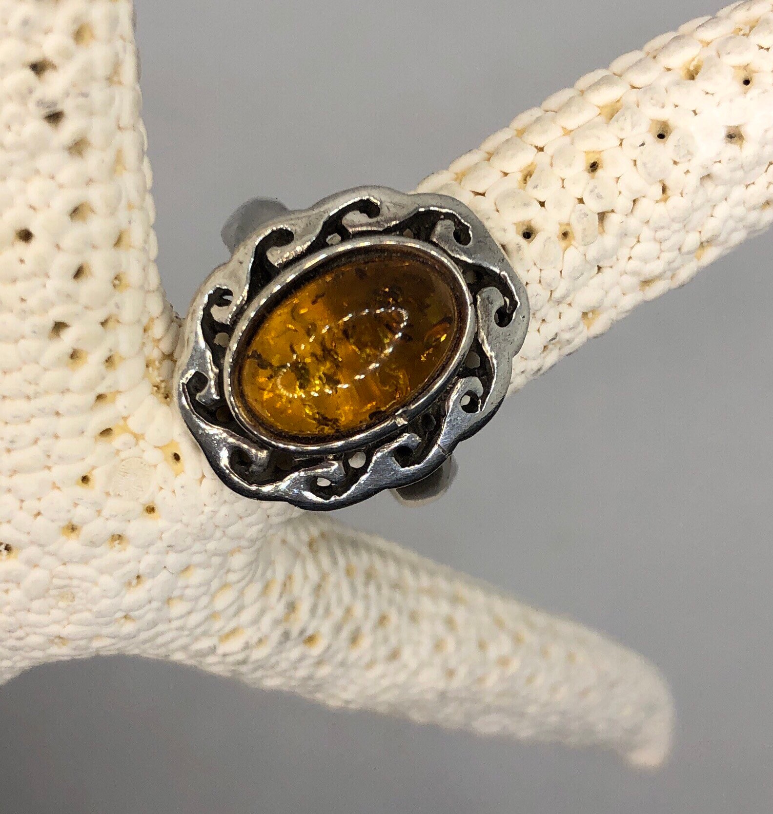 Natural Baltic Amber Ring In 925 Sterling Silver | Oval Orange Gemstone | Handmade Christmas Gift