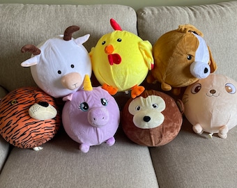 Set Of 2 Plush Balloon Covers, Chicken, Puppy, Unicorn, Tiger, Monkey, Kitty Cat and Goat. Great gift