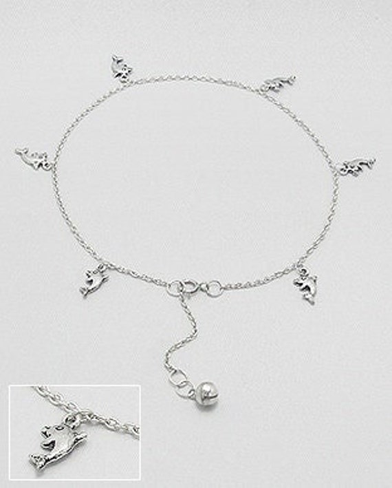 925 Dauphins de cheville en argent sterling, Chevilles de dauphin pour femmes, Chevilles délicates, Cheville Boho en argent, Bracelet de cheville, Che