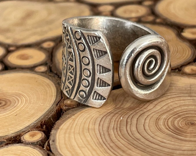 925 Sterling Silver Boho Aztec Ring, Handcrafted Ring. Large Silver ...