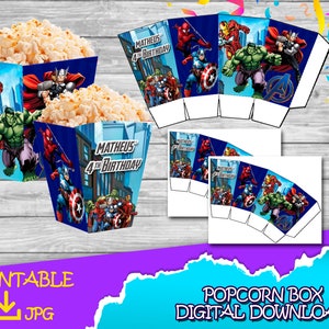 AVENGERS POPCORN - Avengers Popcorn Box - Candy Box - 4x2.75in - Digital Download