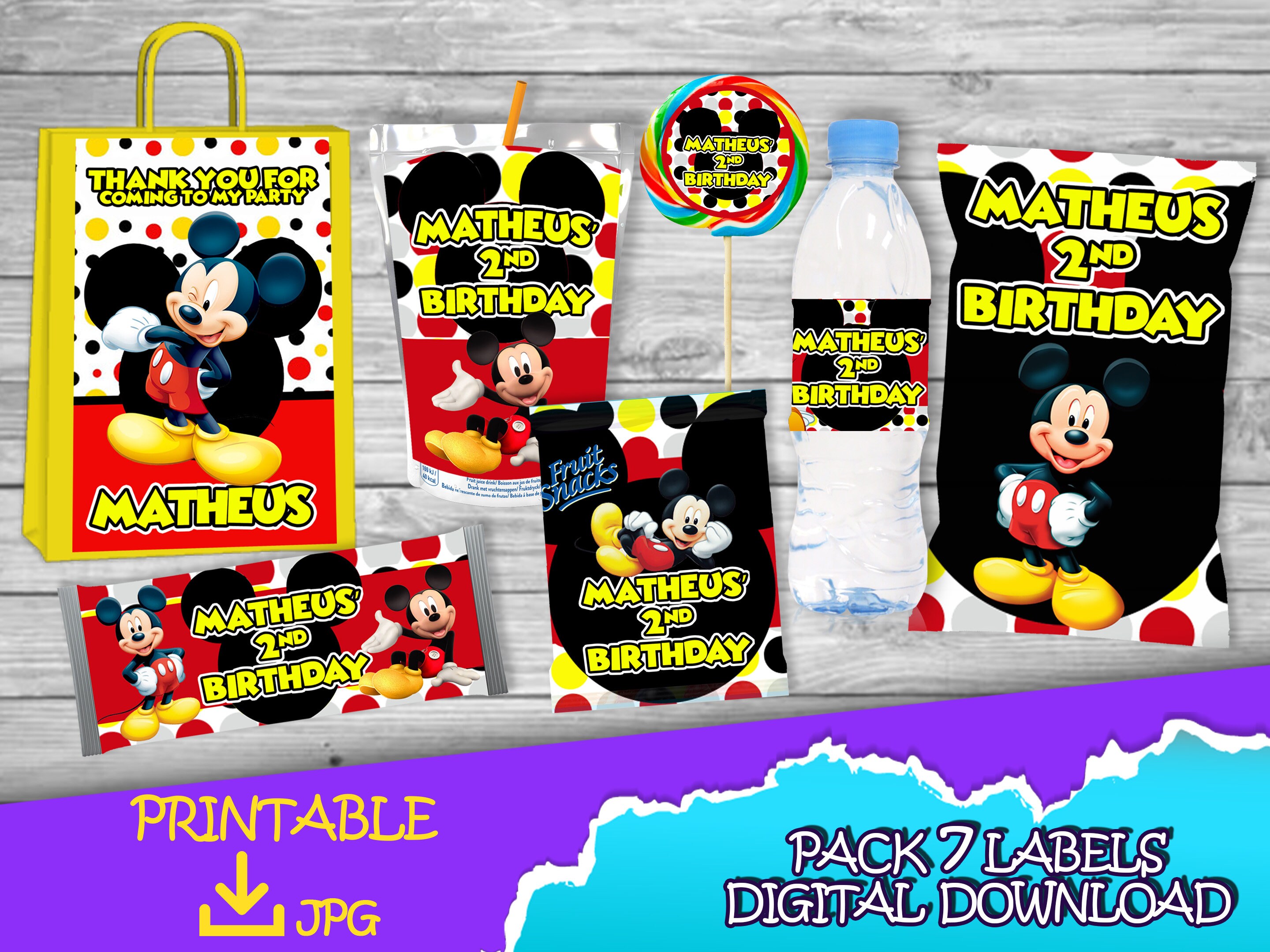 Mickey Mouse & Minnie Mouse themed Chip Bag 🥰🤫 * * Templates availab
