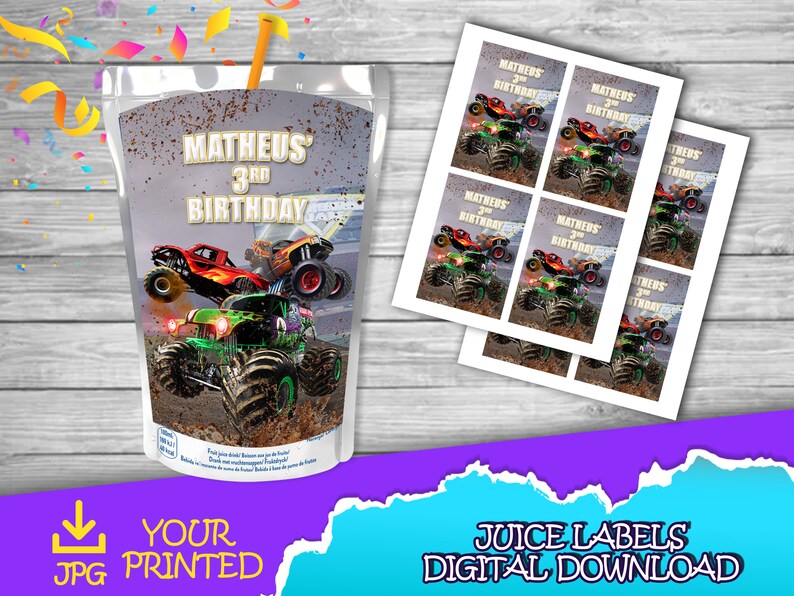 Monster Jam Birthday Pack Chip Bag fruit Snacksfavor Bag Etsy Canada