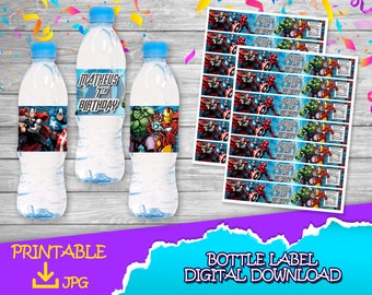 Avengers Birthday Party -Bottle Label - DIGITAL DOWNLOAD- Avengers Bottle label - Birthday Supplies. Bottle label 6-16 oz