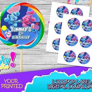 Blue's Clues Birthday Party - Lollipop Label - DIGITAL DOWNLOAD- Blue's Clues Lollipop - Birthday Supplies. Lollipop 2.7"