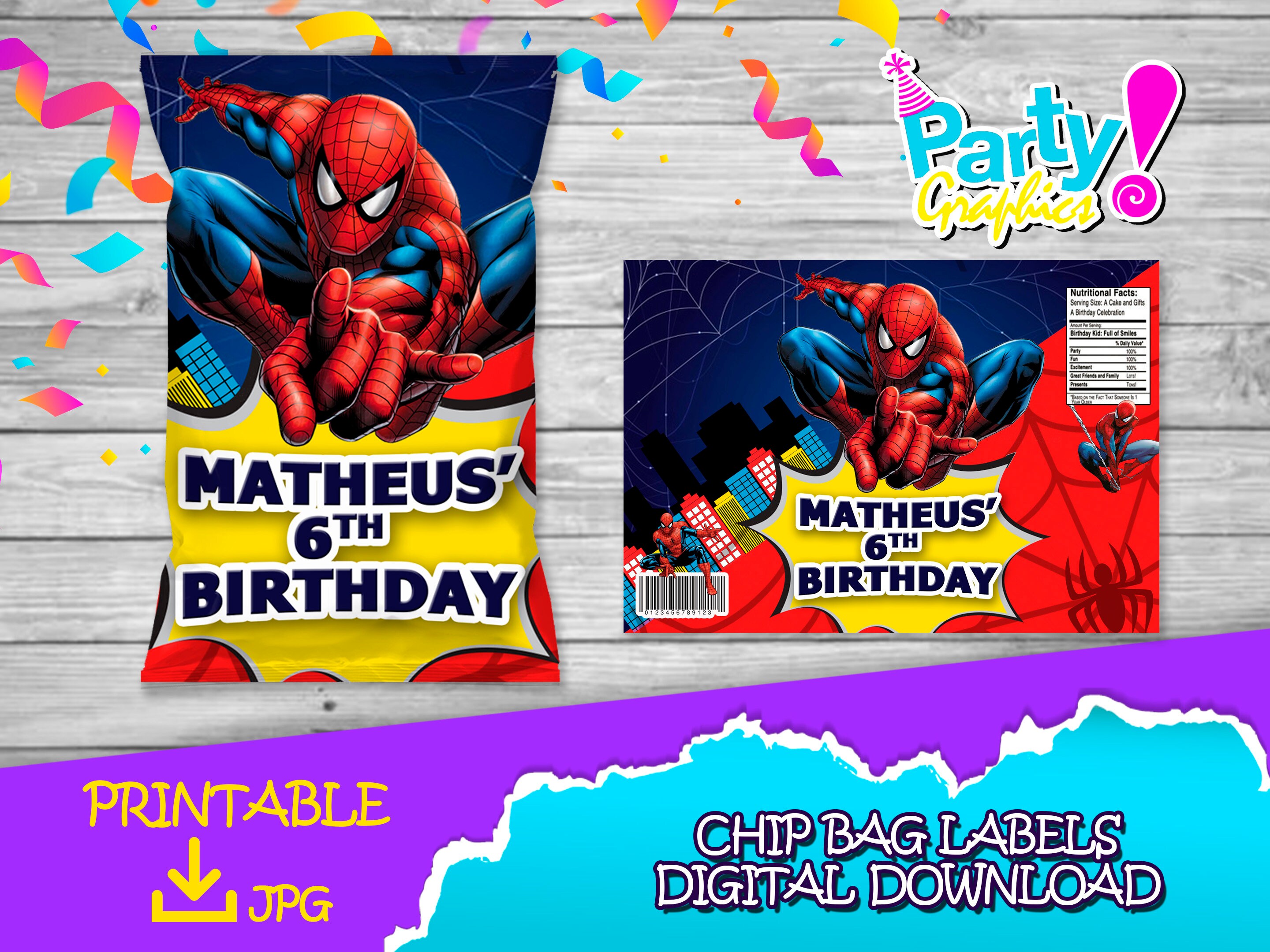 Spiderman Birthday Pack Chip Bag fruit Snacksfavor Bag Etsy UK