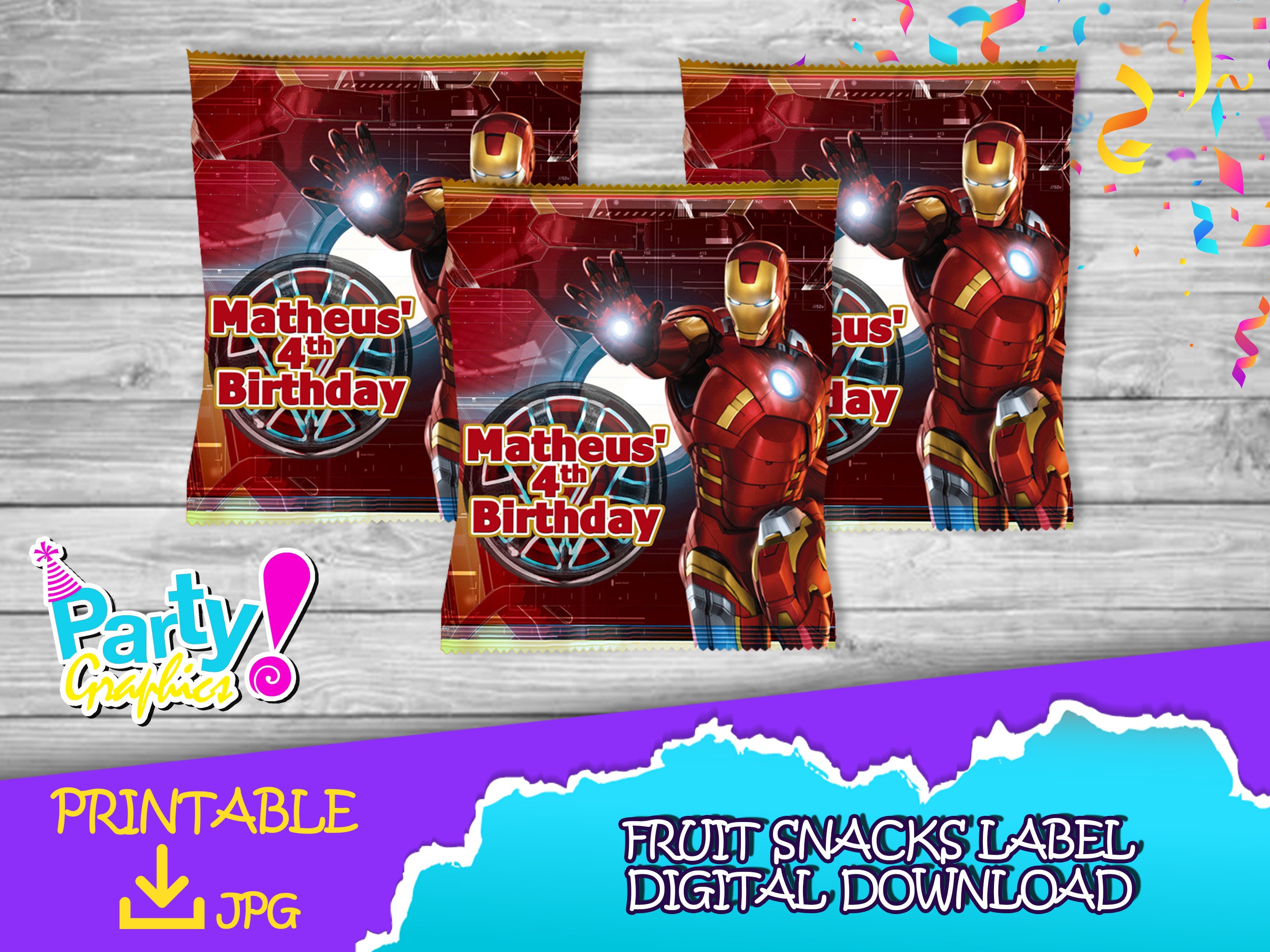 Iron Man Birthday Pack Chip Bag fruit Snacksfavor Bag Etsy