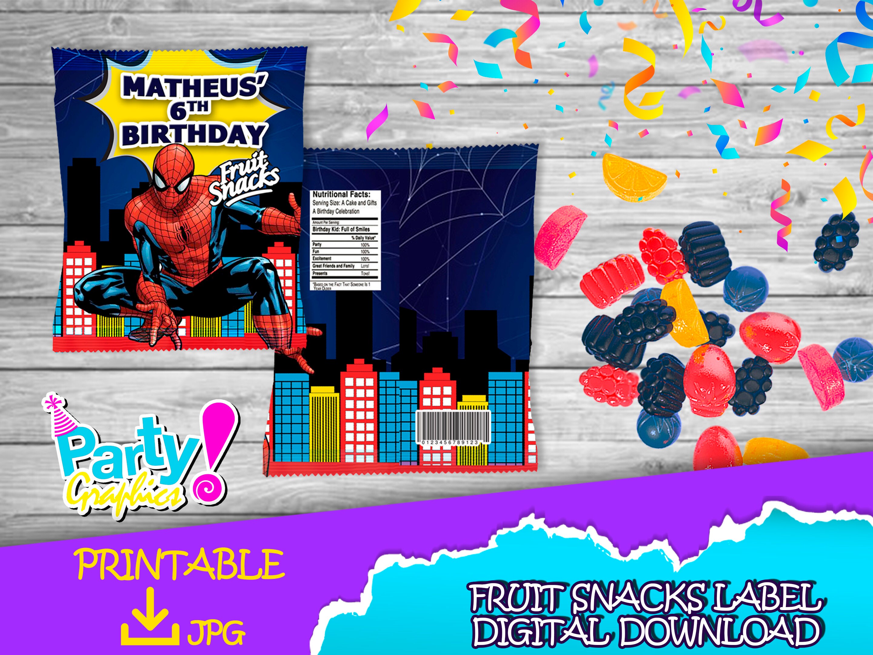 Spiderman Birthday Pack Chip Bag fruit Snacksfavor Bag Etsy UK