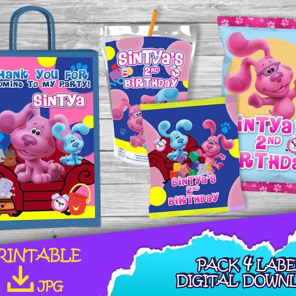 Magenta Birthday Pack - Chip Bag -Fruit Snacks-Favor bag- Juice - Labels printables - Magenta Birthday DIGITAL DOWNLOAD