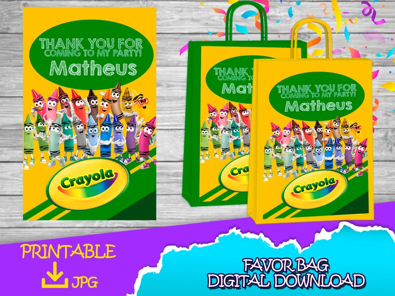 Crayola Birthday Party Favor Bag Label DIGITAL DOWNLOAD Etsy