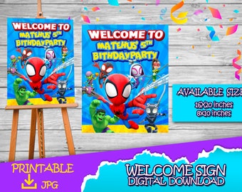 Welcome Sign spidey and his amazing friends - spidey Birthday Welcome Sign - spiderman Birthday Party - Welcome Sign For Party