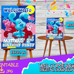 Welcome Sign Blue's Clues - Blue's Clues Birthday Welcome Sign - Blue's Clues Birthday Party - Welcome Sign For Party
