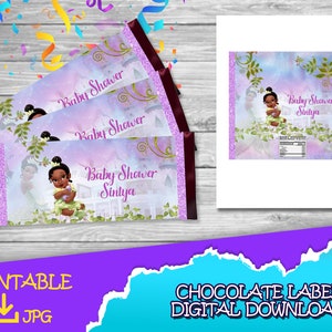 Baby Tiana Birthday Party - Chocolate Label - DIGITAL DOWNLOAD- Princess Tiana Baby Candy Bar - Baby Shower Supplies. Candy Bar 1.45oz