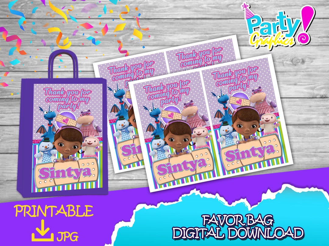 Doc Mcstuffins Birthday Party Favor Bag Label DIGITAL DOWNLOAD Doc