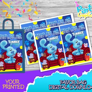 Festa di compleanno di Blue's Clues - Etichetta borsa favore - DOWNLOAD DIGITALE - Blue's Clues stampabile - Forniture di compleanno. Sacchetto bomboniera 21,5x14cm