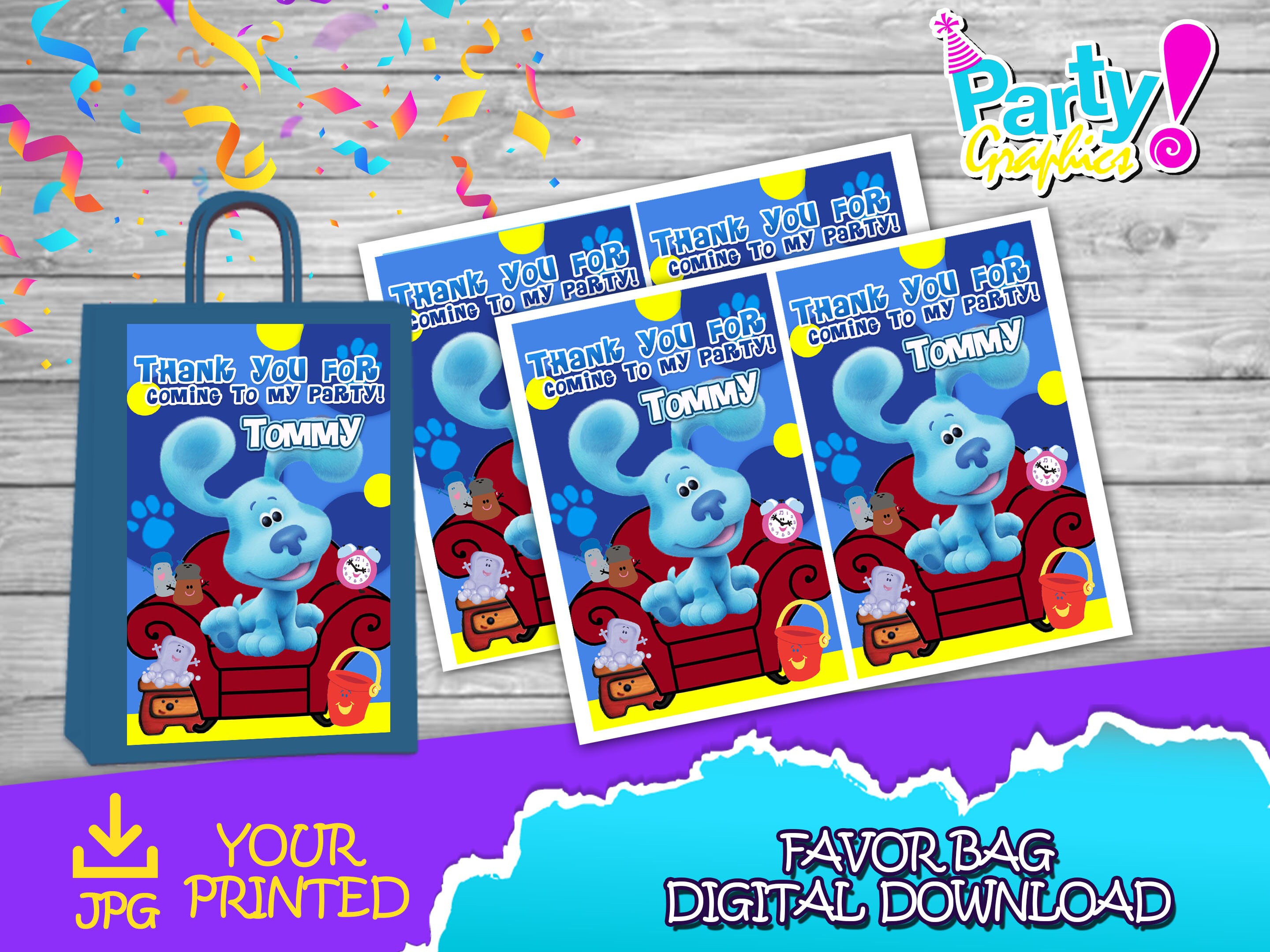 Blue's Clues Birthday Party Favor Bag Label DIGITAL Etsy