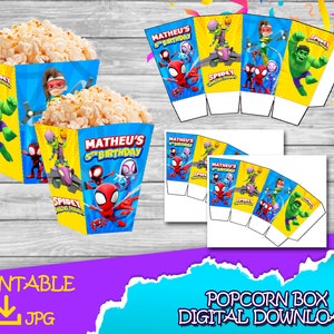 Spidey et ses incroyables amis POPCORN - Spidey Popcorn Box - Candy Box - 4x2.75in - Téléchargement numérique