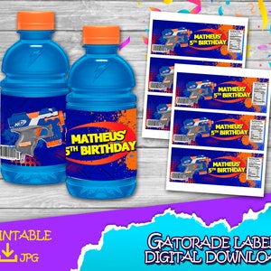 Fléchettes Gun Bottle Label, fléchettes gun party, étiquettes de bonbons fléchettes pistolet - TÉLÉCHARGEMENT NUMÉRIQUE