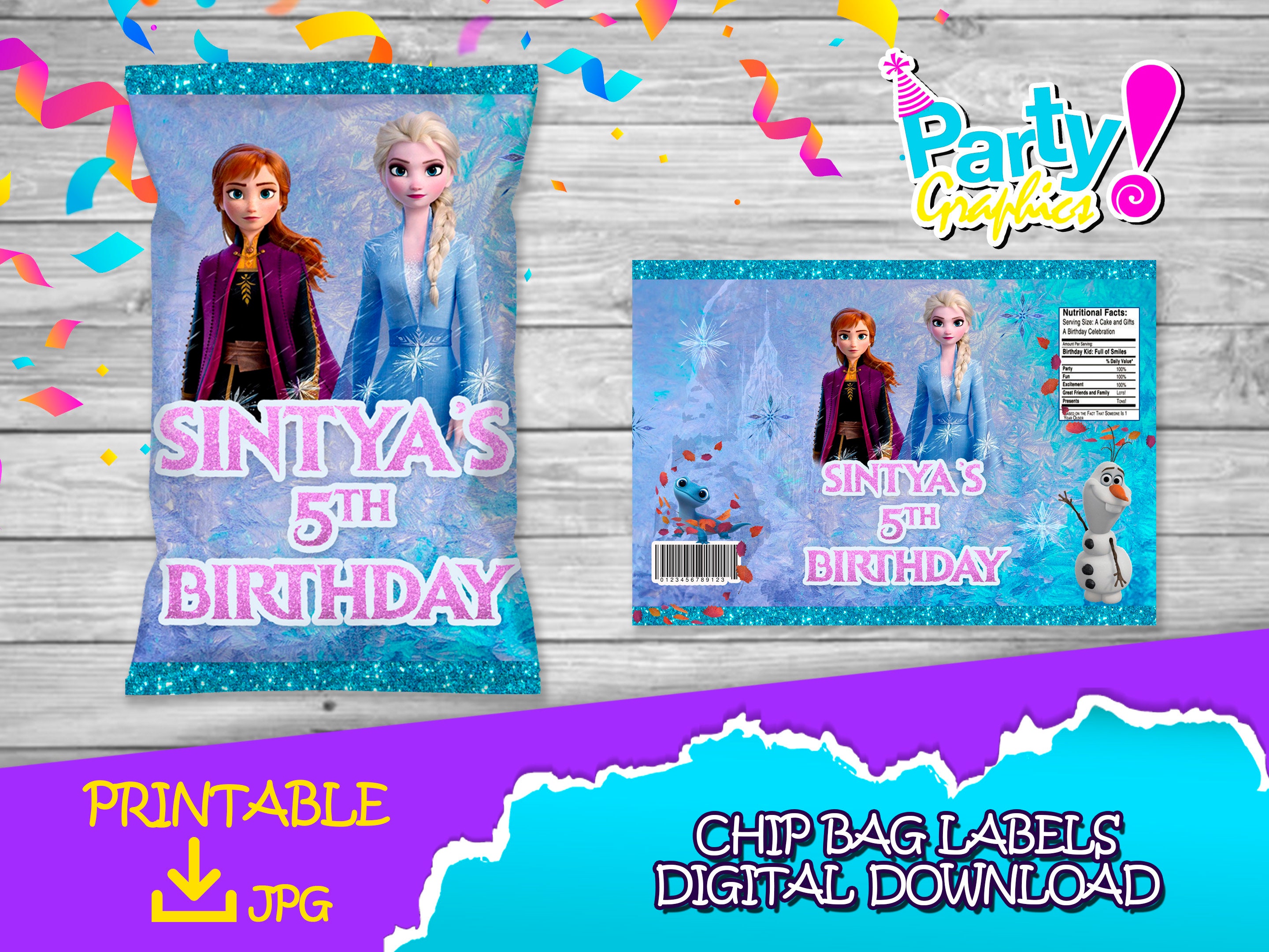 Frozen Birthday Pack Chip Bag fruit Snacksfavor Bag Juice Etsy