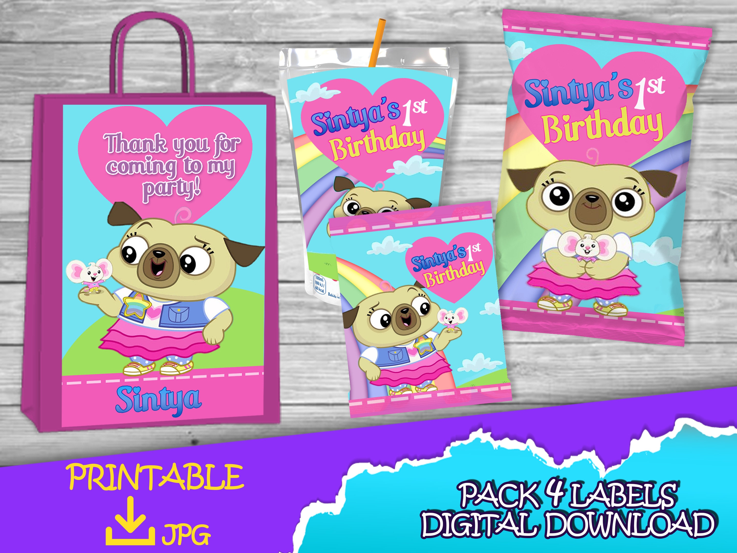 Chip and Potato Birthday Pack - Chip Bag -Fruit Snacks-Favor bag- Juice - Labels printables - Chip and PotatoBirthday DIGITAL DOWNLOAD