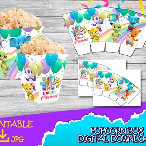 Word party - Girl and boy Word party Popcorn Box - Candy Box - 4x2.75in - Word party birthday - Digital Download