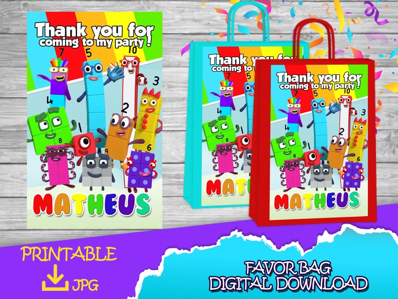 Numberblocks Birthday Party Favor Bag Label DIGITAL Etsy Australia