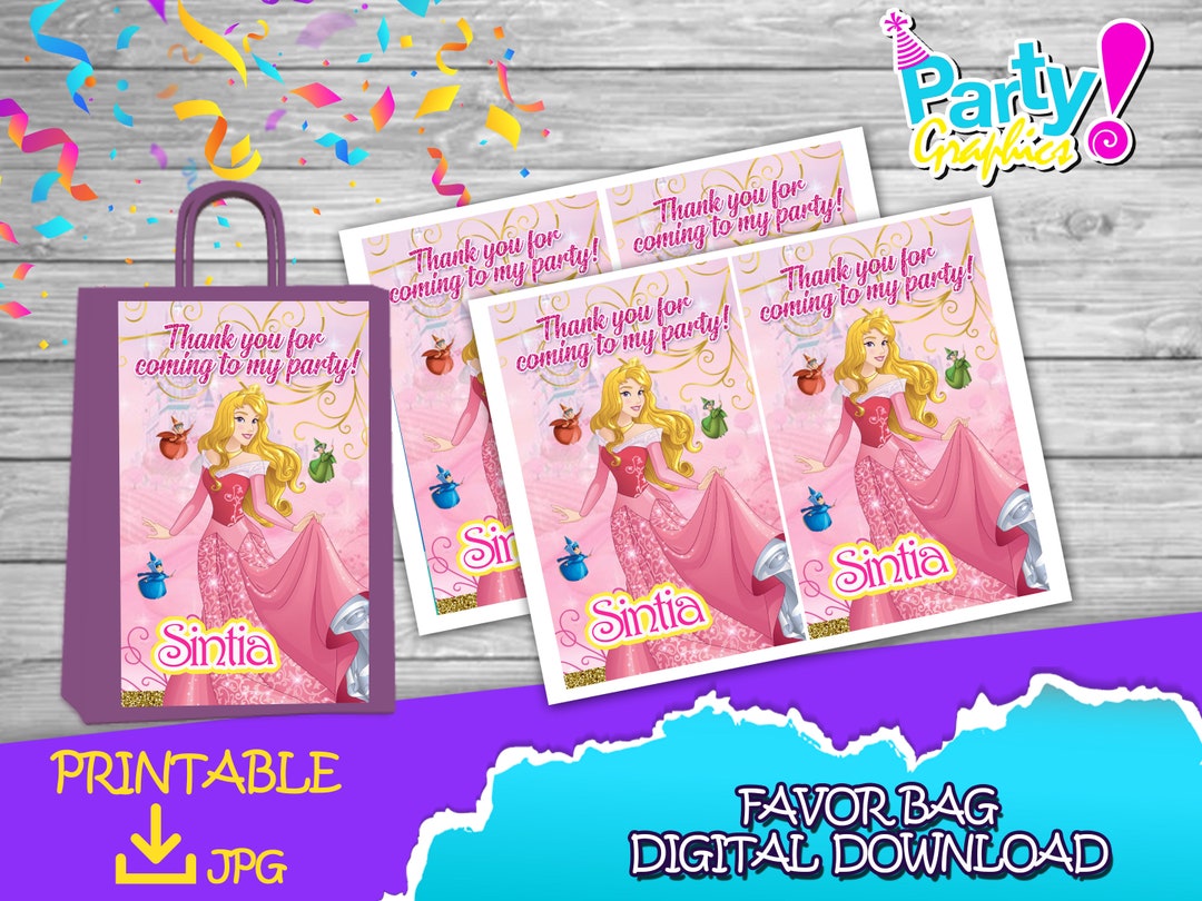 Sleeping Beauty Princess Birthday Party Favor Bag Label DIGITAL