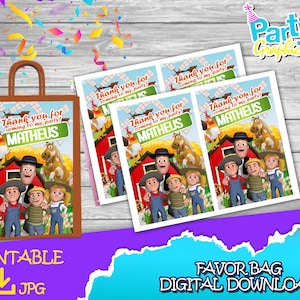 The Farm Birthday Party - Favor Bag Label - DIGITAL DOWNLOAD -  Printable - Birthday Supplies. Favor bag 21,5x14cm
