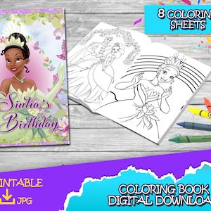 Princess Tiana Coloring Book 8.5 x 11 inches (5.5 x 8.5 inches per page after folding) - Tiana party - DIGITAL DOWNLOAD