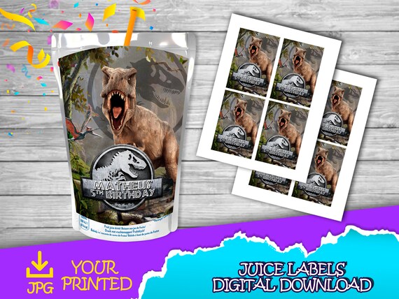 Jurassic Park Birthday Party juice Label DIGITAL DOWNLOAD - Etsy