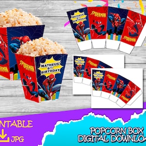 Spiderman POPCORN - Spiderman Popcorn Box - Candy Box - 4x2.75in - Téléchargement numérique