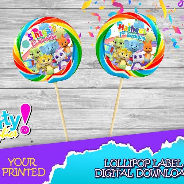 Word Party Birthday Party - Lollipop Label - DIGITAL DOWNLOAD - Word Party Lollipop - Fournitures d'anniversaire. Sucette 2.7"
